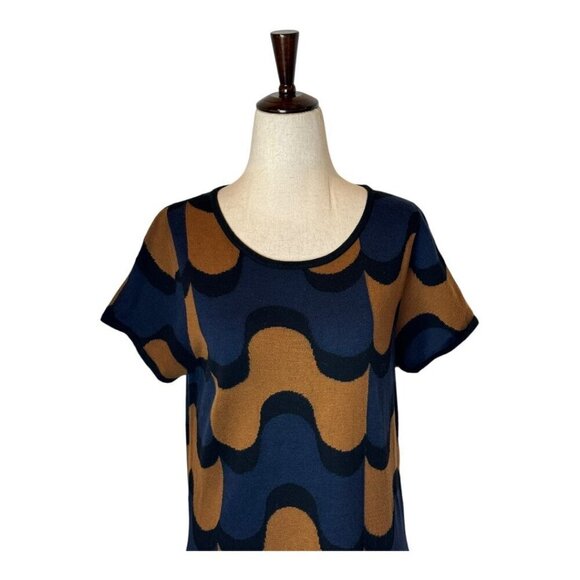 Boden Dress Women 10 Blue Tan Knit Groovy Mod Tunic Abigail Sweater‎ Dress - Picture 4 of 8